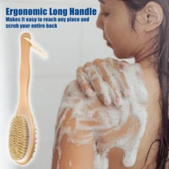 Unique Bargains Double Sided Bath Brush Wood Back Scrubber With Long Handle For Shower 14.6 Inches Brown 1 Pcs -Body Care Shop GUEST 09a72dd2 b037 4a04 bc37 8509eeb8ea33