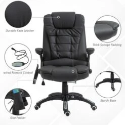 HOMCOM High Back Executive Massage Office Chair With 6 Point Vibration, 5 Modes, Faux Leather Heated Reclining Desk Chair -Body Care Shop GUEST 2edf0255 34ff 4208 84a6 a9927c42a1b7