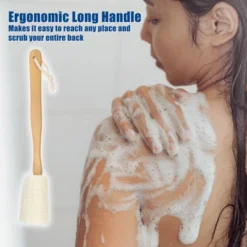 Unique Bargains Bath Brush Wood Back Scrubber With Long Handle For Shower 3.9 Inches Brown Beige -Body Care Shop GUEST 339dc45b db4c 4cb9 8100 7bbb78a04a69