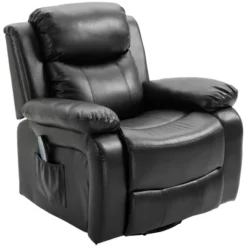HOMCOM PU Leather Massage Recliner Chair, Swivel Rocker Sofa With Remote Control, Footrest, Padded Seat For Living Room, Bedroom, Black -Body Care Shop GUEST 3750240a 0d63 4ab4 bf3f 252c5b212717