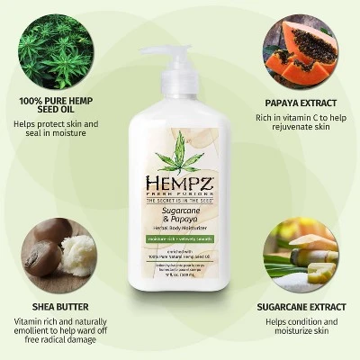Hempz Sugarcane Sugarcane And Papaya Herbal Body Moisturizer Sugar & Passionfruit - 17 Fl Oz 5 Hempz Sugarcane Sugarcane And Papaya Herbal Body Moisturizer Sugar & Passionfruit - 17 Fl Oz - Image 3