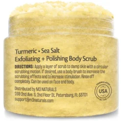 Turmeric Body Scrub, Skin Exfoliator With Collagen And Coconut Oil, M3 Naturals, 12oz