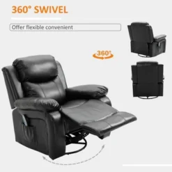 HOMCOM PU Leather Massage Recliner Chair, Swivel Rocker Sofa With Remote Control, Footrest, Padded Seat For Living Room, Bedroom, Black -Body Care Shop GUEST 57d6b008 9b15 4098 9375 954d9500b1e0