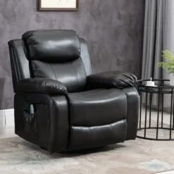 HOMCOM PU Leather Massage Recliner Chair, Swivel Rocker Sofa With Remote Control, Footrest, Padded Seat For Living Room, Bedroom, Black -Body Care Shop GUEST 5891d3fc ec46 4c33 8814 e20ff18bddb6