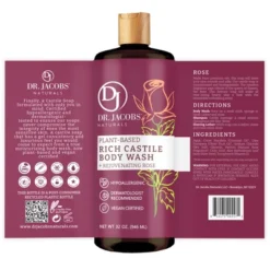 Dr Jacobs Naturals Rich Castile Rose Body Wash Hypoallergenic Vegan Sulfate-Free Paraben-Free Dermatologist Recommended 32oz - Rose -Body Care Shop GUEST 5962c143 beca 4baa b675 1dbb622e9473