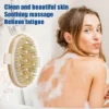 Unique Bargains Bath Brush Wood Back Scrubber For Shower For Wet Or Dry Brushing 4.9 Inches Brown 1 Pcs