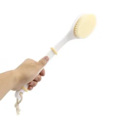 Unique Bargains Curved Handle Soft Bristle Bath Massage Scrub Back Deep Clean Brush