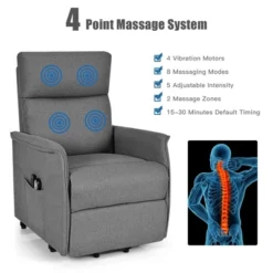 Costway Electric Power Lift Massage Chair Recliner Sofa Fabric Padded Seat Home Grey -Body Care Shop GUEST ae03bd51 d8db 425f ae1f a95703e6228d