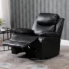HOMCOM PU Leather Massage Recliner Chair, Swivel Rocker Sofa With Remote Control, Footrest, Padded Seat For Living Room, Bedroom, Black