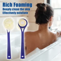 Unique Bargains Back Scrubber For Shower Bath Brush With Bristles And Loofah Shower With Long Handle For Skin Exfoliating Blue White 2pcs -Body Care Shop GUEST d67b2eb5 7dc8 4897 b8f4 459d74d736a7